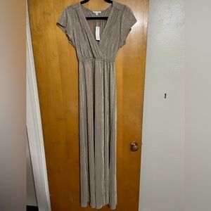 XS Baltic Born Athena Pleated Maxi Dress | Gold